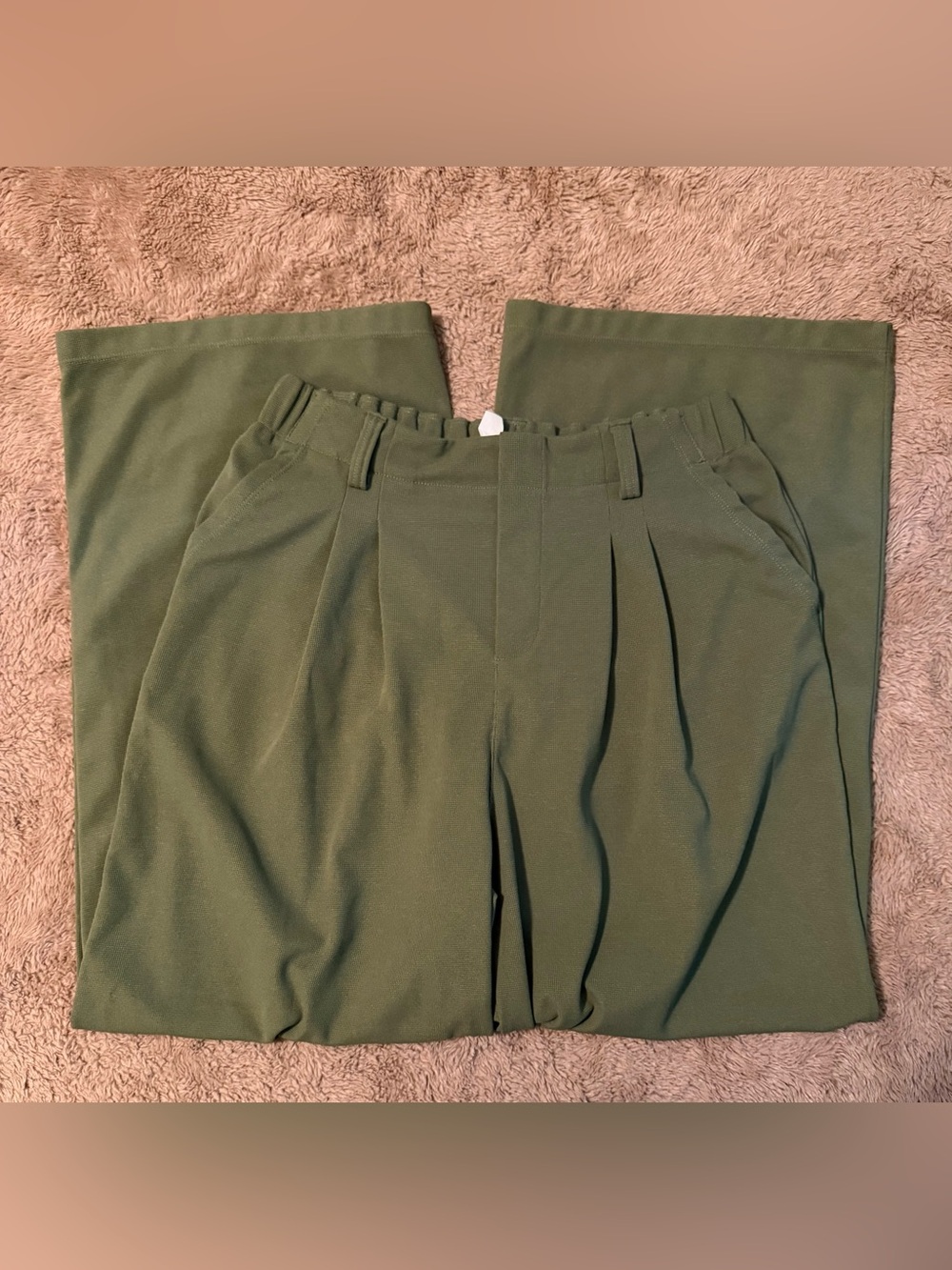 HALARA Olive Green Wide Leg Pleated Trousers